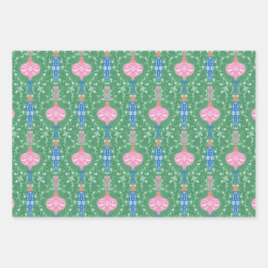 Weihnachtsschmuck Muster Geschenkpapier Set (Vorderseite)