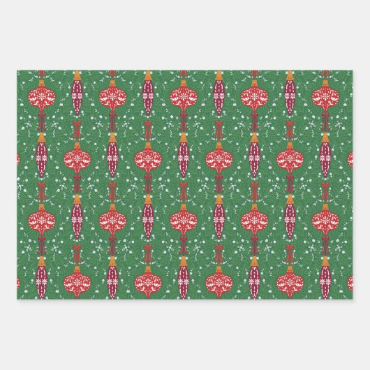 Weihnachtsschmuck Muster Geschenkpapier Set (Vorderseite)