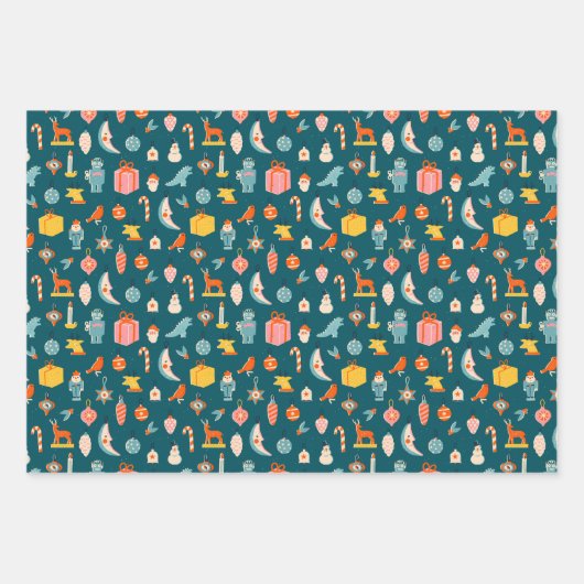 Weihnachtsschmuck Muster Geschenkpapier Set (Vorderseite)