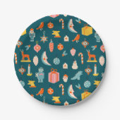 Weihnachtsschmuck Muster Pappteller (Vorderseite)