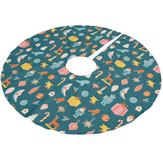 Weihnachtsschmuck Muster Polyester Weihnachtsbaumdecke (Schrägansicht)