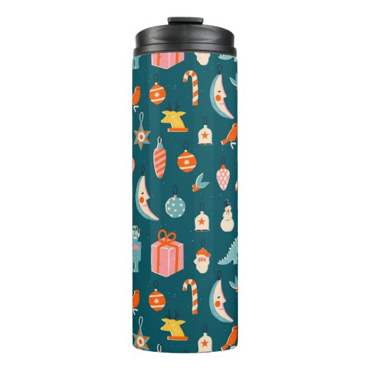 Weihnachtsschmuck Muster Thermosbecher (Vorderseite)