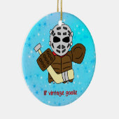 Weihnachtsschmuck, Niedlich Hockey Goalie Keramikornament (Rechts)