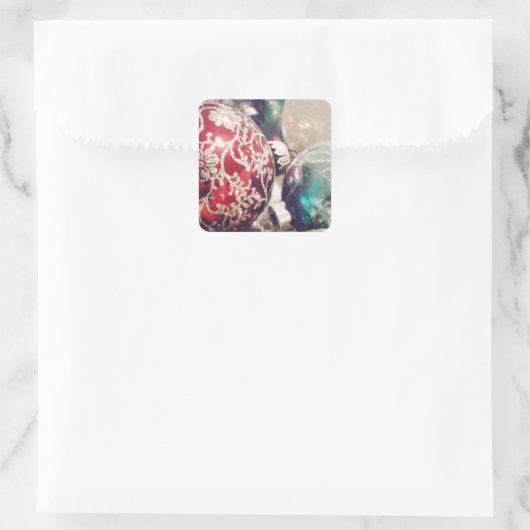 Weihnachtsschmuck noch Leben Quadratischer Aufkleber (Tasche)