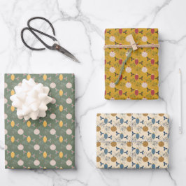 Weihnachtsschmuck Packpapier Set von 3 Geschenkpapier Set