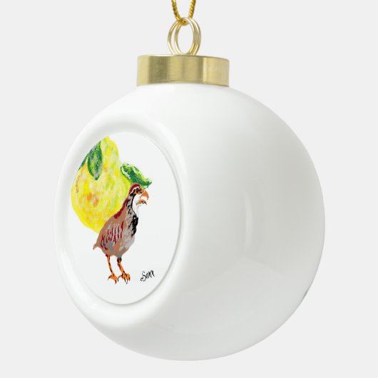 Weihnachtsschmuck : Partridge an Birne Tree . Keramik Kugel-Ornament (Rechts)