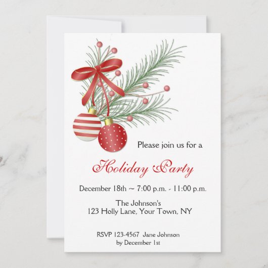 Weihnachtsschmuck-Party Einladung (Vorderseite)