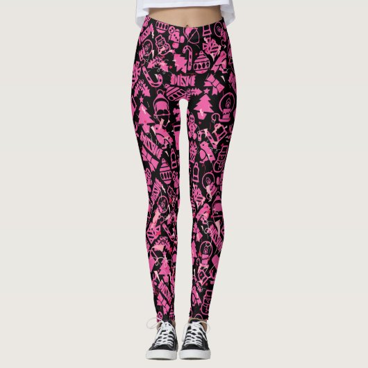 Weihnachtsschmuck pattern.pink.07 Black BG Leggings (Vorderseite)