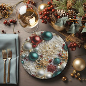 Weihnachtsschmuck Perlen Gold Rote Perlen Pappteller