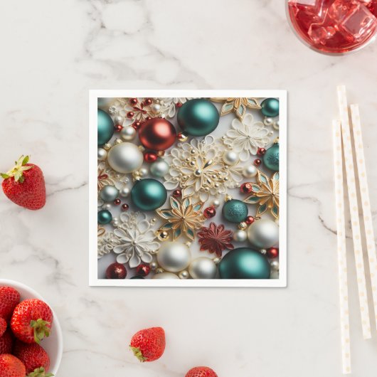 Weihnachtsschmuck Perlen Gold Rote Perlen Serviette (Beispiel)