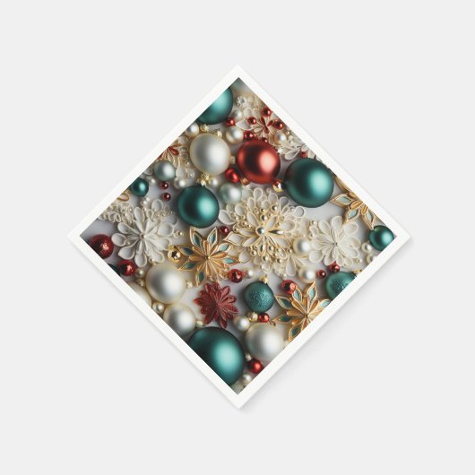 Weihnachtsschmuck Perlen Gold Rote Perlen Serviette (Ecke)