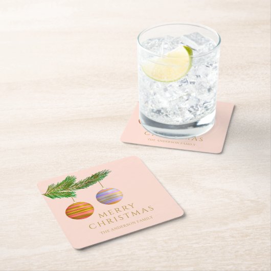 Weihnachtsschmuck Personalisiert Rechteckiger Pappuntersetzer (Vor Ort)