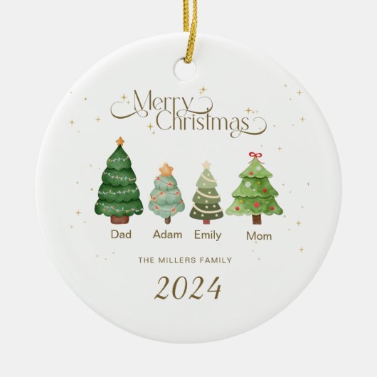 Weihnachtsschmuck, Personalisierte Familie Keramik Ornament (Vorne)