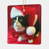 Weihnachtsschmuck Pfirsiche der Tuxedo Katze (Links)