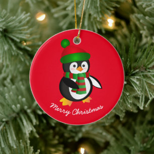 Weihnachtsschmuck-Pinguin Keramik Ornament