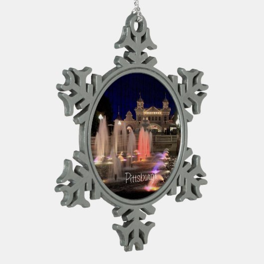 Weihnachtsschmuck - Pittsburgh-Foto Schneeflocken Zinn-Ornament (Links)