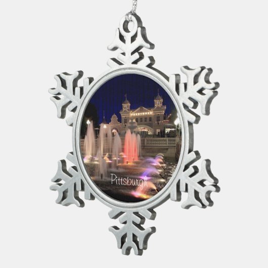Weihnachtsschmuck - Pittsburgh-Foto Schneeflocken Zinn-Ornament (Rechts)