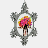 Weihnachtsschmuck Posey die Ziege Schneeflocken Zinn-Ornament (Links)