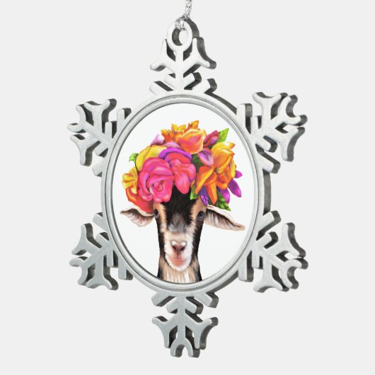 Weihnachtsschmuck Posey die Ziege Schneeflocken Zinn-Ornament (Rechts)