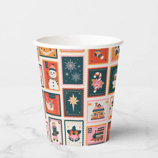 Weihnachtsschmuck-Postkarten Pappbecher (Vorderseite)