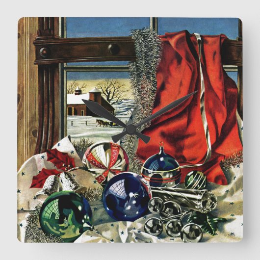 Weihnachtsschmuck Quadratische Wanduhr (Vorderseite)