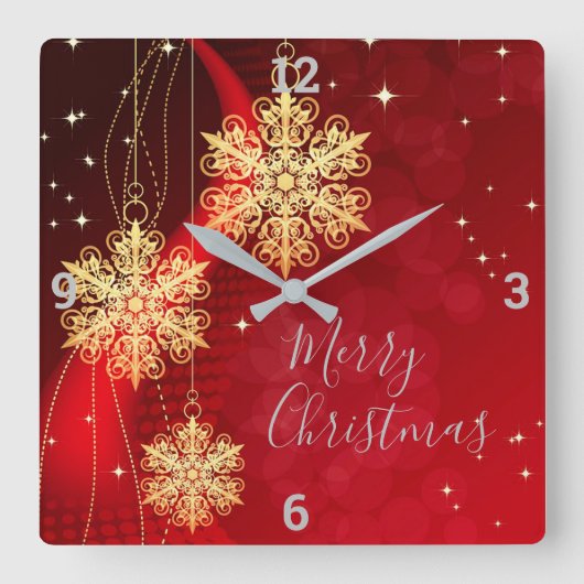 Weihnachtsschmuck Quadratische Wanduhr (Vorderseite)