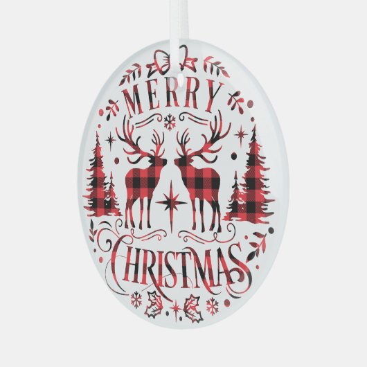 Weihnachtsschmuck, Rentiere Weihnachtsbaumen Ornament Aus Glas (Vorderseite links)