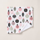 Weihnachtsschmuck Rosa und Grün Weiß Hintergrund Badhandtuch Set (Waschlappen)