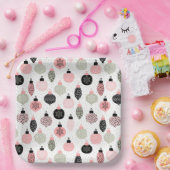 Weihnachtsschmuck Rosa und Grün Weiß Hintergrund Pappteller (Party)