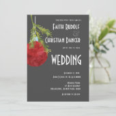 Weihnachtsschmuck Rot, Moderne Hochzeit Ankündigung (Stehend Vorderseite)