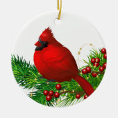 Weihnachtsschmuck-Roter Kardinal Keramik Ornament (Vorne)
