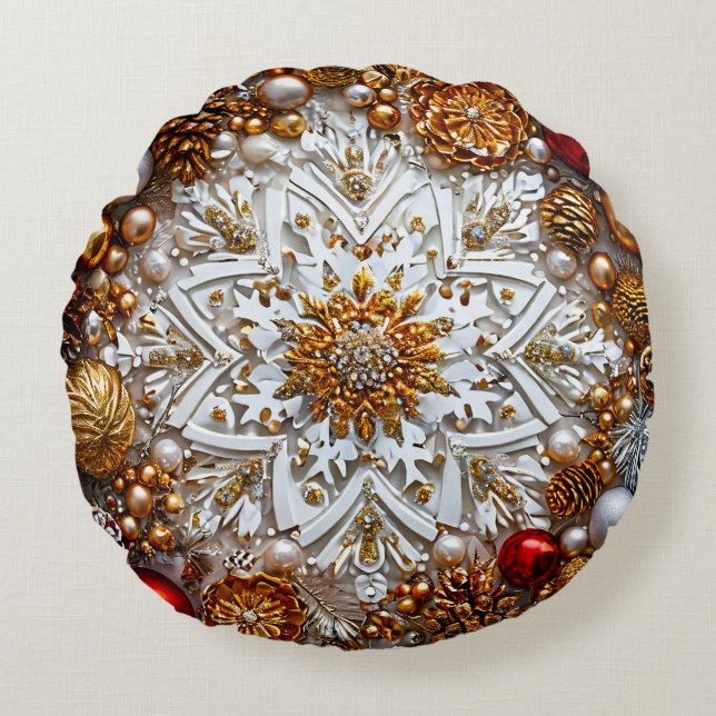 Weihnachtsschmuck Rundes Kissen (Vorderseite)