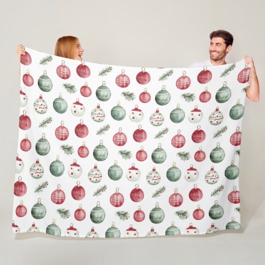 Weihnachtsschmuck rustikale Aquarell Fleecedecke (Beispiel)