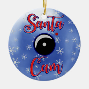 Weihnachtsschmuck/Santa Camera Blue Keramikornament