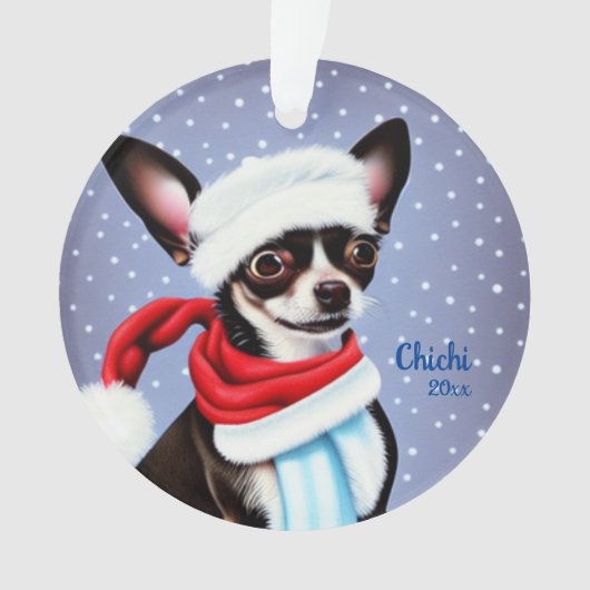 Weihnachtsschmuck Santa Chihuahua Ornament (Vorderseite)