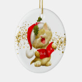 Weihnachtsschmuck-Santa Kitty Keramik Ornament (Rechts)