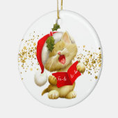 Weihnachtsschmuck-Santa Kitty Keramik Ornament (Links)
