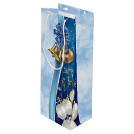 Weihnachtsschmuck, Schneeflocken und Bokeh Geschenktüte Für Weinflaschen