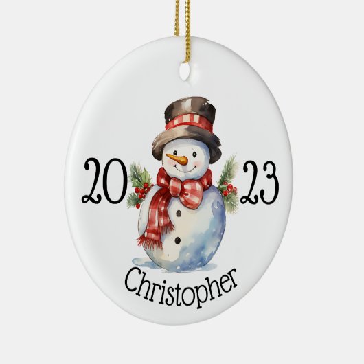 Weihnachtsschmuck, Schneemannsschmuck Keramik Ornament (Rechts)