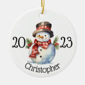 Weihnachtsschmuck, Schneemannsschmuck Keramik Ornament (Vorne)