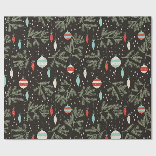 Weihnachtsschmuck Schwarz Gemustert Geschenkpapier (Flach)