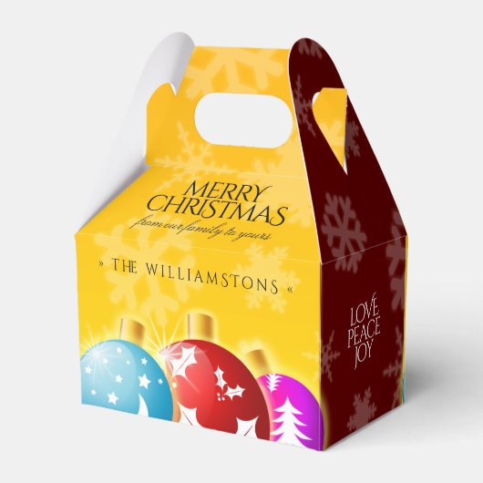 Weihnachtsschmuck Snowflakes Rot & Gold Geschenkschachtel (Rückseite)