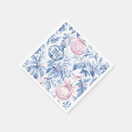Weihnachtsschmuck Soft Blue Pink Toile Serviette (Ecke)