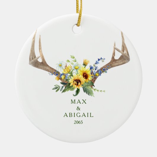 Weihnachtsschmuck Sonnenblumen Antlers Couple Name (Vorne)
