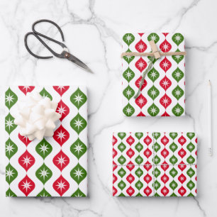 Weihnachtsschmuck & Stern, Classic Red und Green Geschenkpapier Set