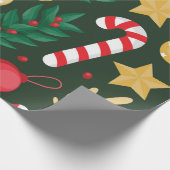 Weihnachtsschmuck, Sterne und Candy Canes Geschenkpapier (Ecke)