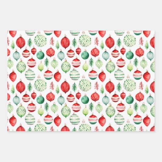 Weihnachtsschmuck, Strümpfe und Geschenke Geschenkpapier Set (Vorderseite)