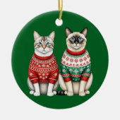 Weihnachtsschmuck, Tabby und Siamkatzen Keramik Ornament (Vorne)