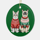 Weihnachtsschmuck, Tabby und Siamkatzen Keramik Ornament (Links)