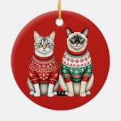 Weihnachtsschmuck, Tabby und Siamkatzen Keramik Ornament (Hinten)